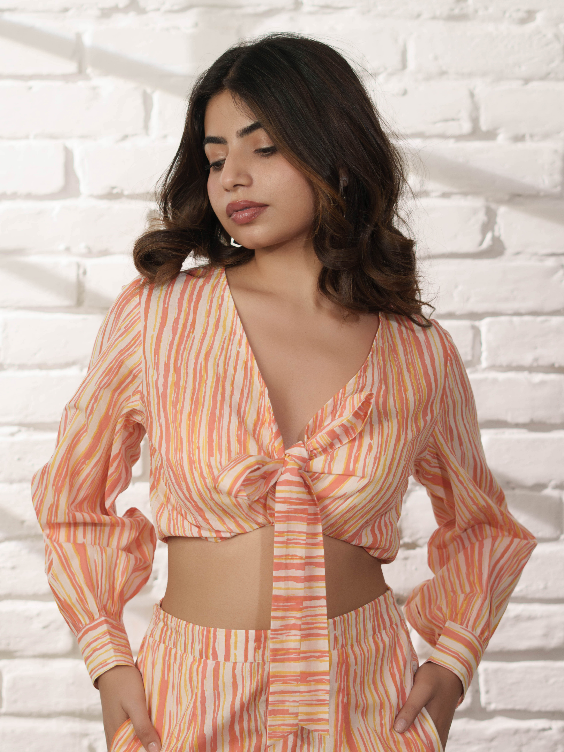 Strippy Peach Top