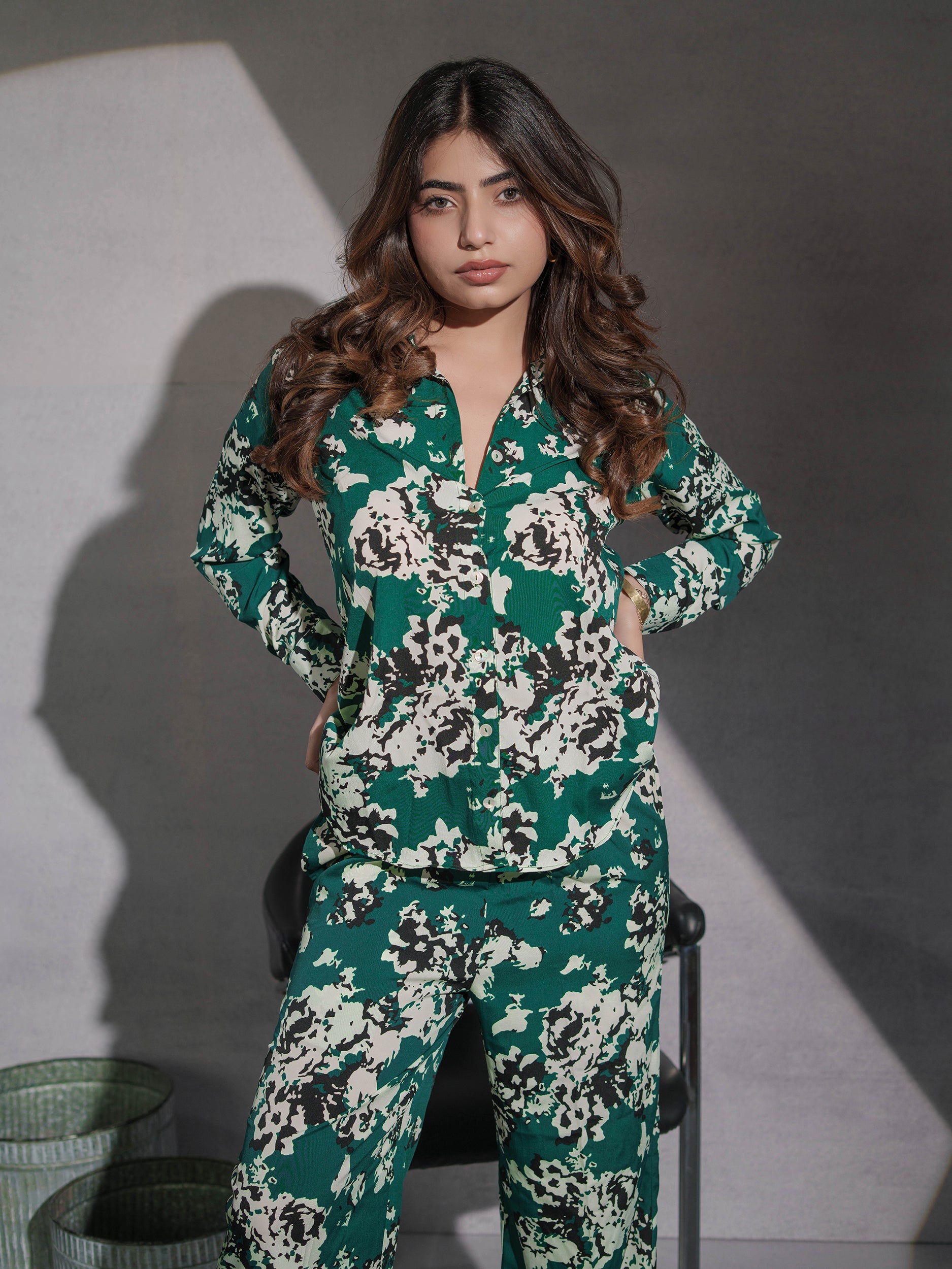 Green Abstract Co-ord Set