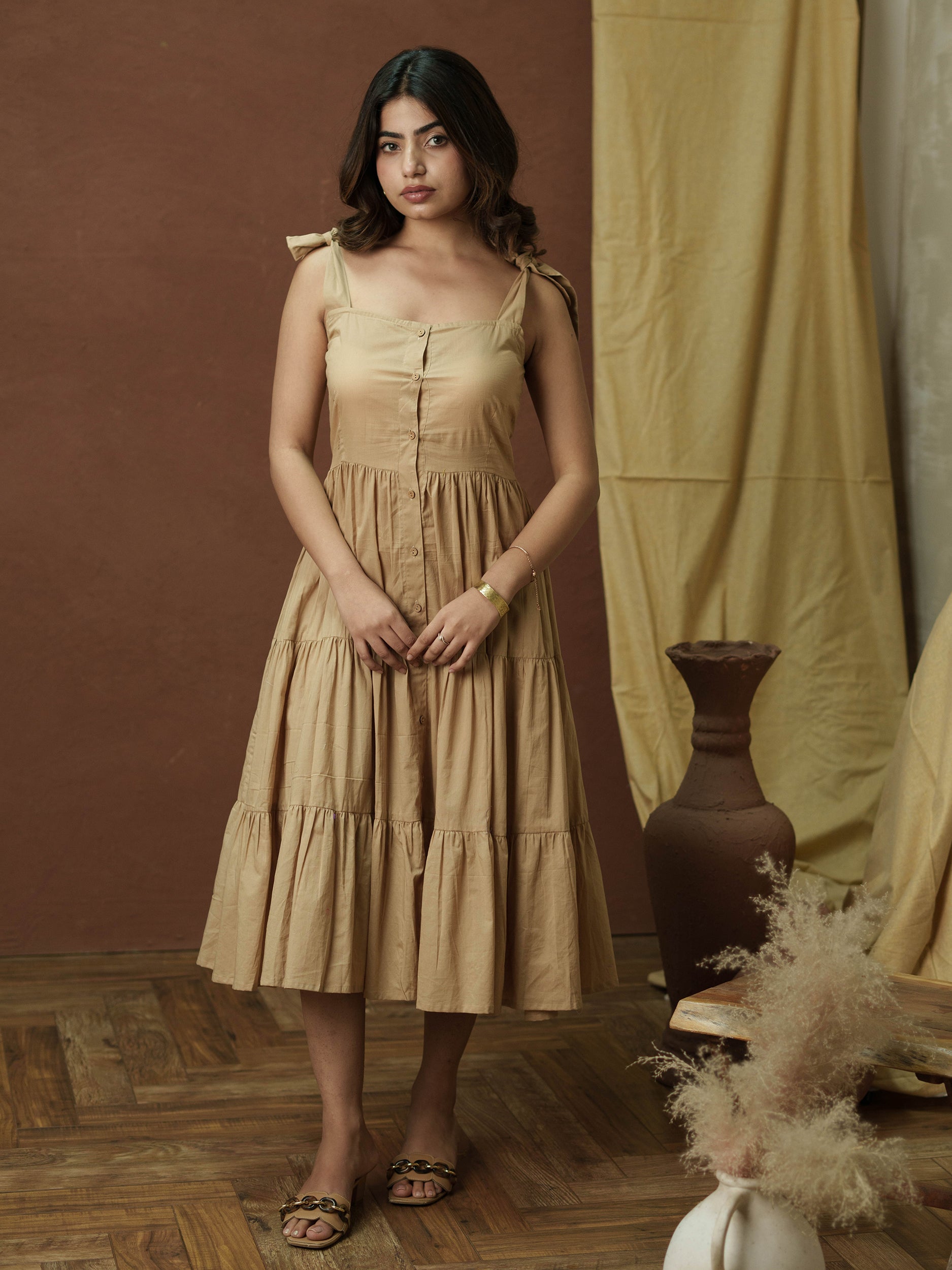 Beige Frill Dress