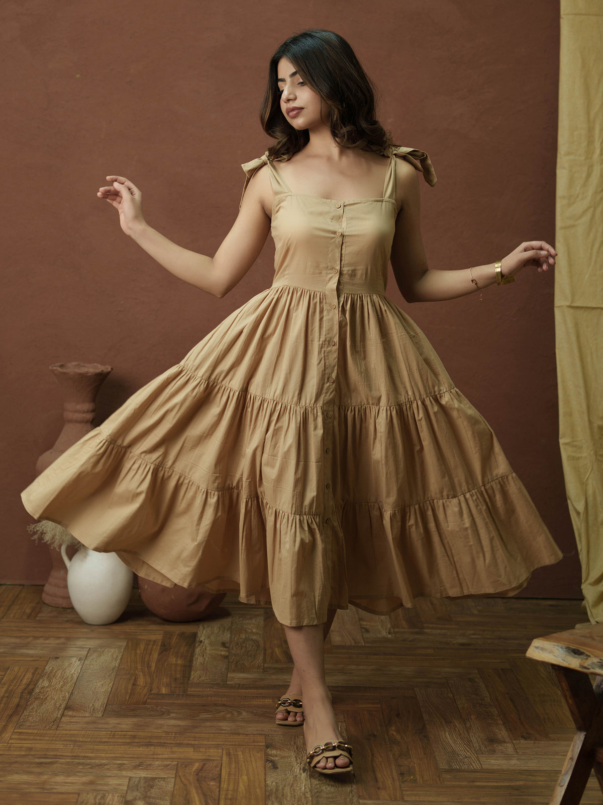 Beige Frill Dress