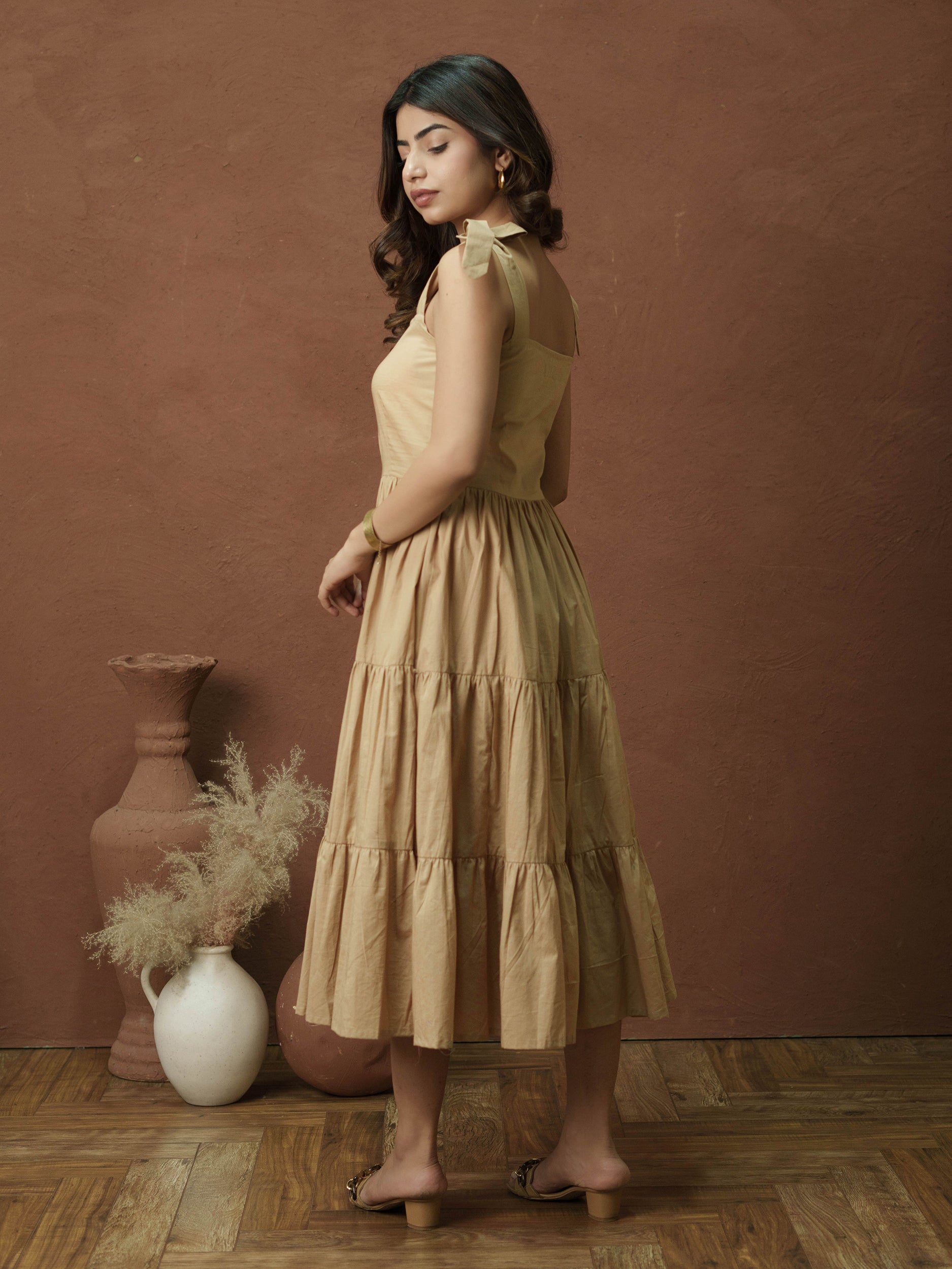Beige Frill Dress