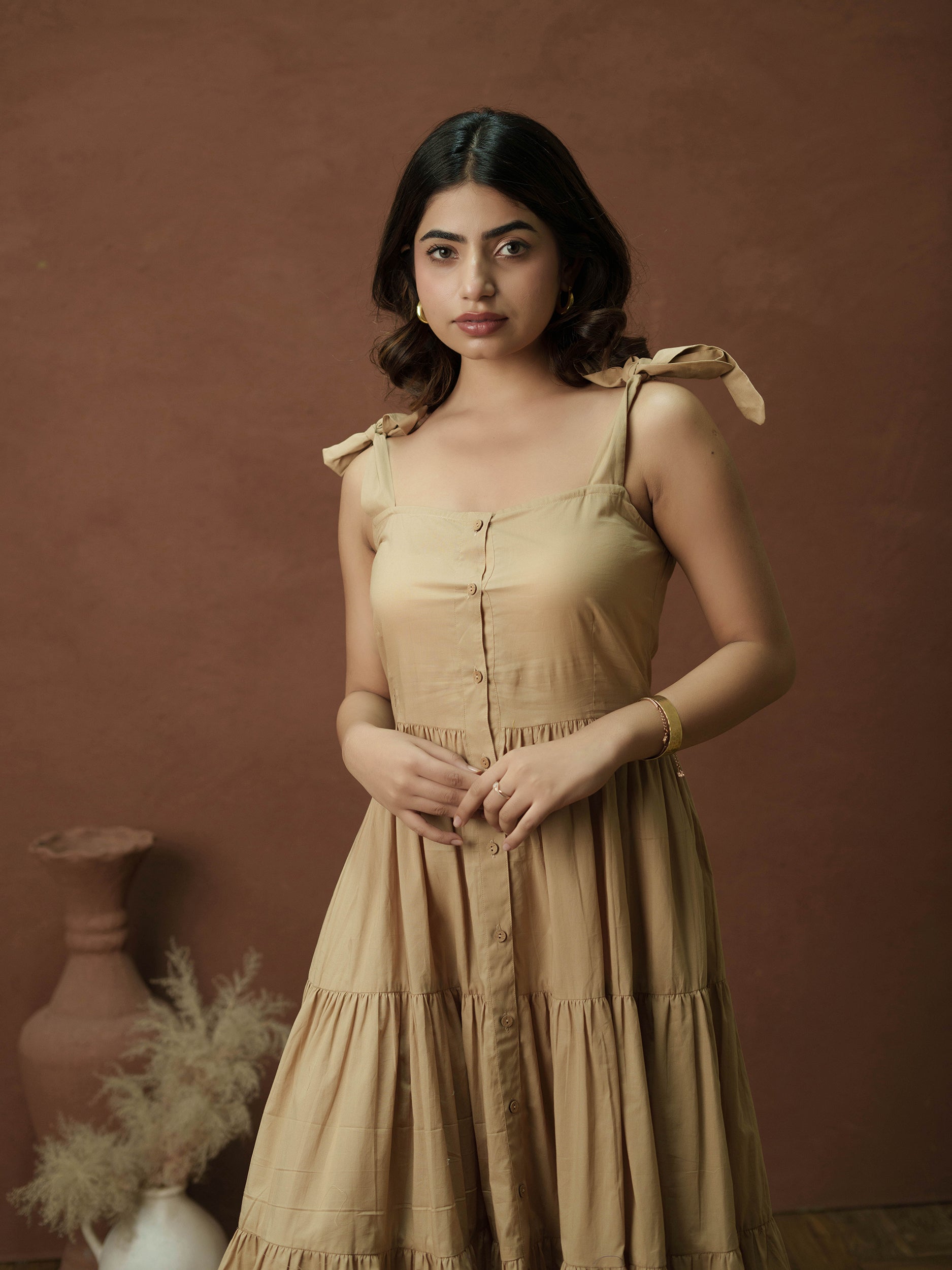 Beige Frill Dress