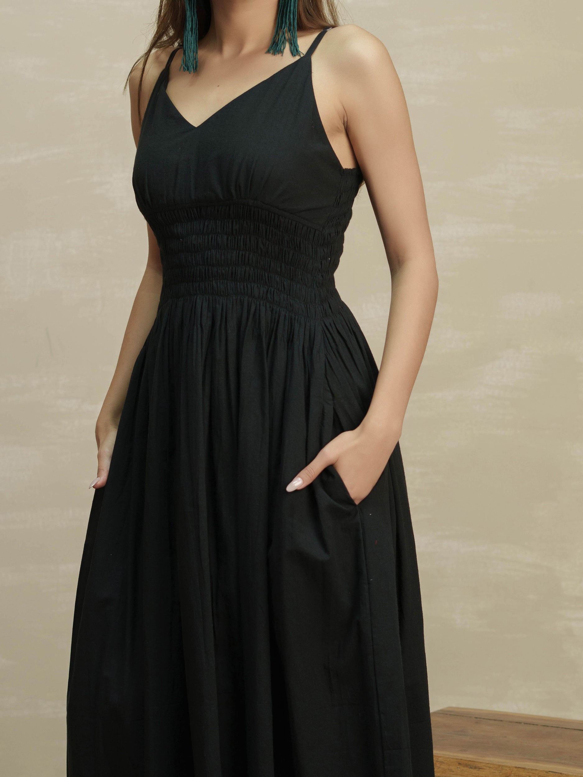 Black Plunge neck Dress