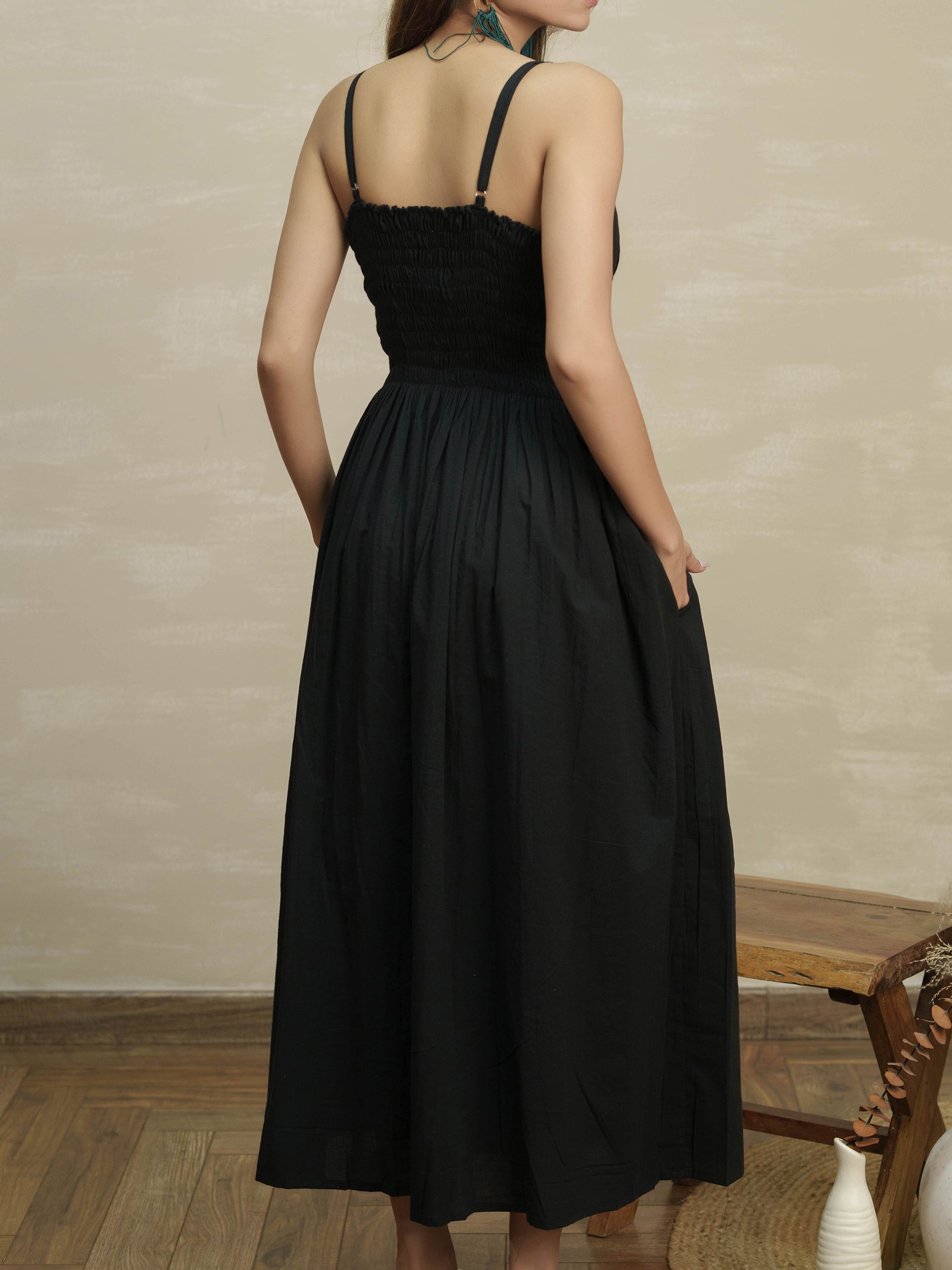 Black Plunge neck Dress