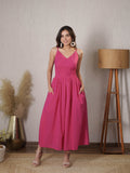 Pink Plunge neck Dress
