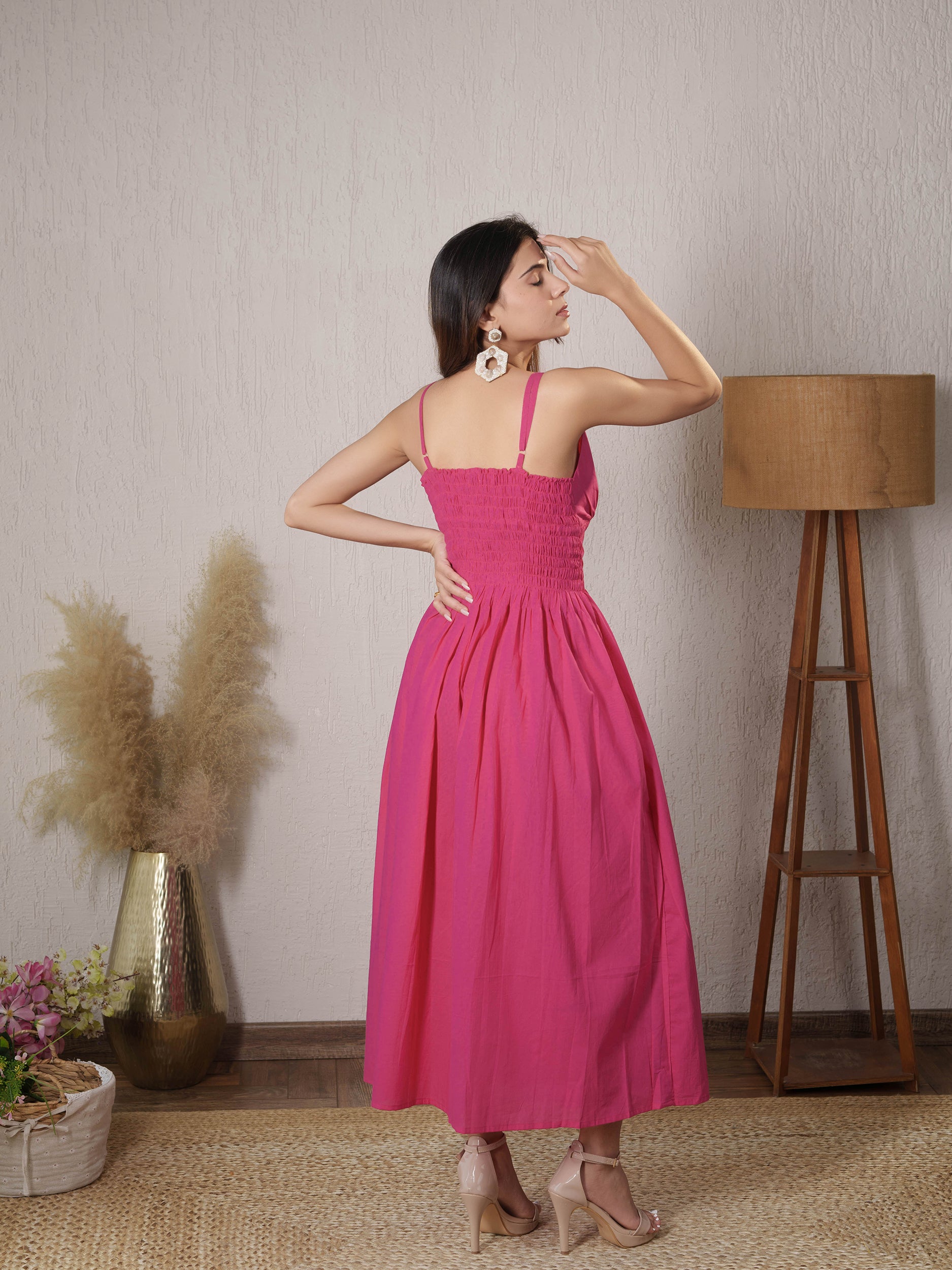 Pink Plunge neck Dress